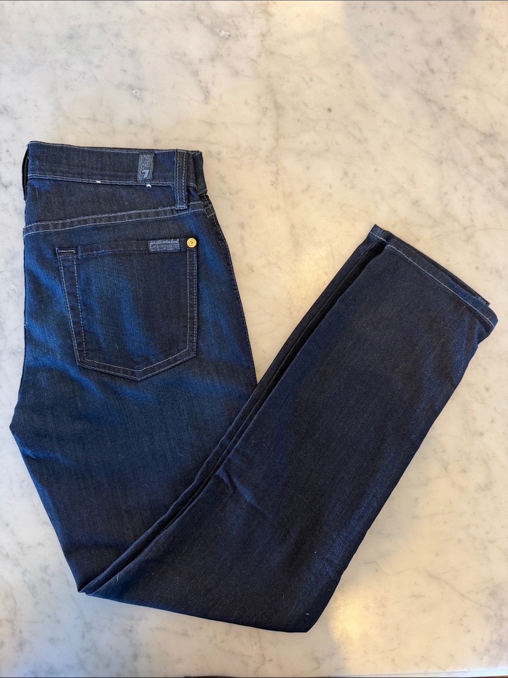 NEW 7 For All Mankind Women's Skinny Jeans in Dark Blue Denim
